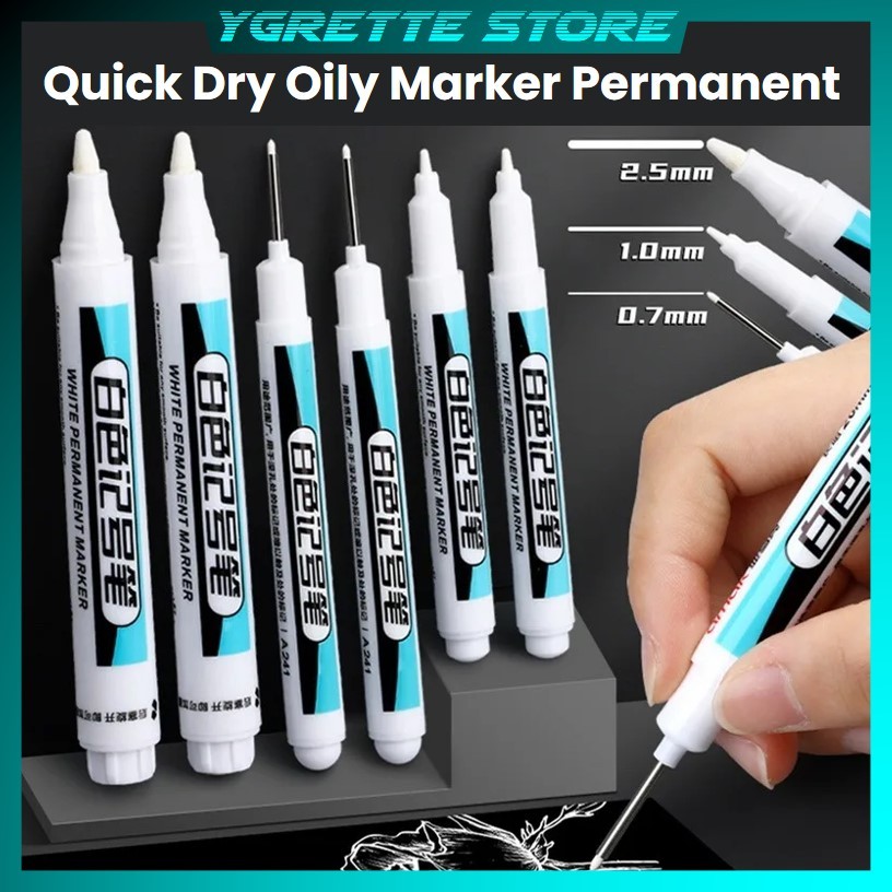 

YGRETTE - 1PCS / SATUAN SPIDOL PUTIH PERMANENT OIL BASE PREMIUM long nib 0.7mm 1.0mm 2.5mm Tip
