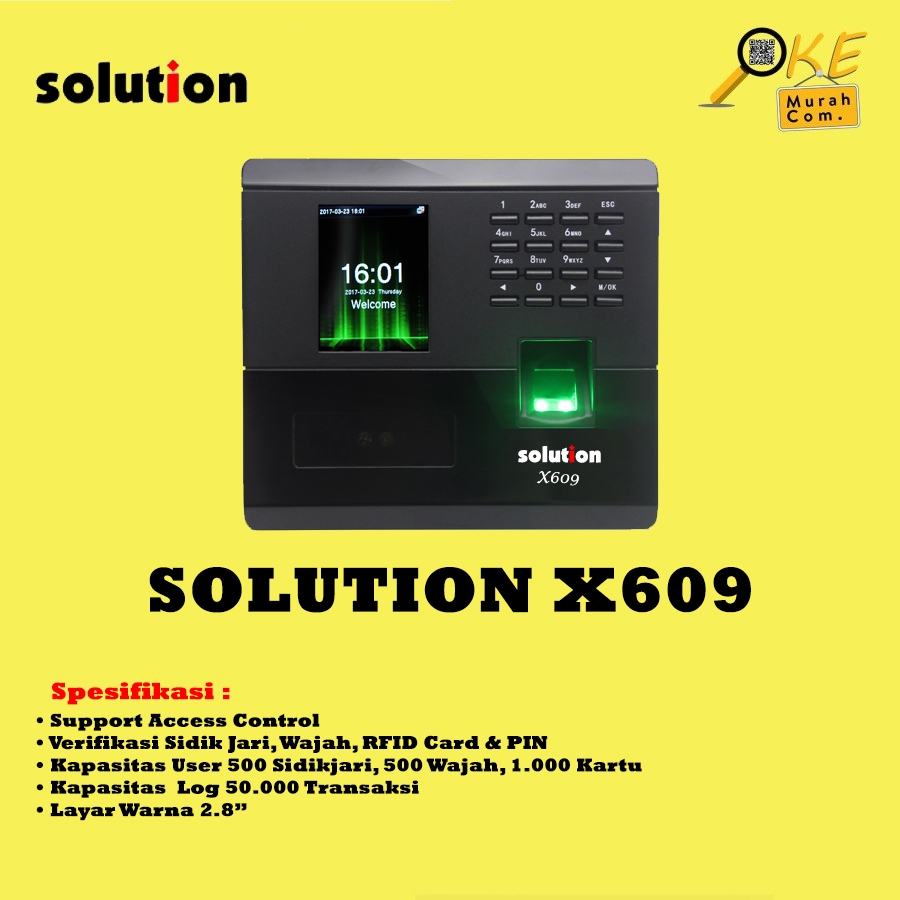 Mesin Absensi Solution X609 / X-609 / X 609 Fingerprint Sidik Jari Wajah ADMS