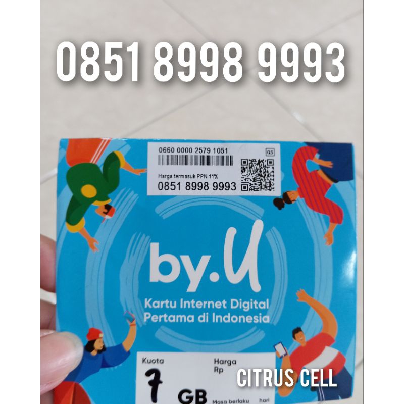 Kartu Perdana Telkomsel By U 4G 5G 12 Digit Nomor Cantik 0851 8998 9993 Free Kuota Utama 7 GB.