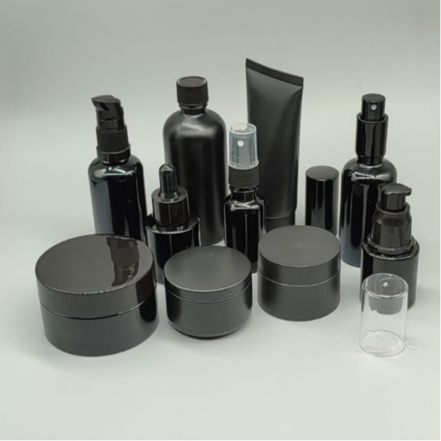 Botol Pot Kosmetik Serum Treatment Refill Botol Kaca Serum Hitam Pekat Botol Tube Hitam Botol Daycre