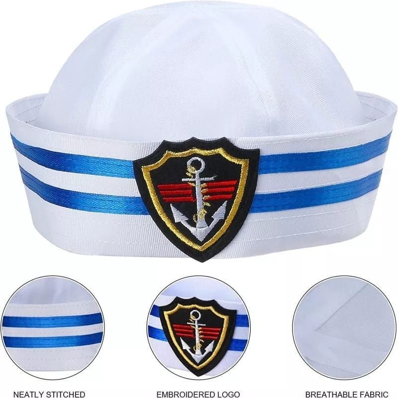 Topi Pelaut Angkatan Laut Topi Kapten Kapal Laut Topi Captain Pelaut Topi Kapten Sailor Topi Nautica