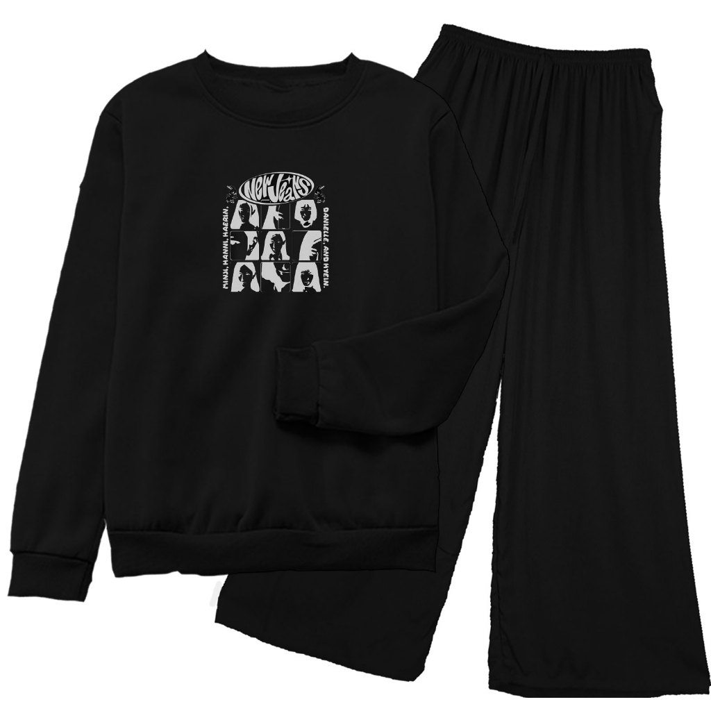 Setelan Oblong Basic NEW JEANS Wanita Dan Remaja Kombinasi Celana Kulot Panjang