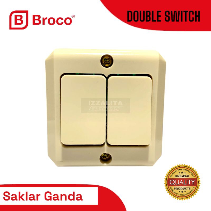 Saklar Broco New Gee Tunggal OB - 16210 SAKLAR SERI GANDA SEGI CREAM OUTBOW DOUBLE SWITCH TEMPEL KAY