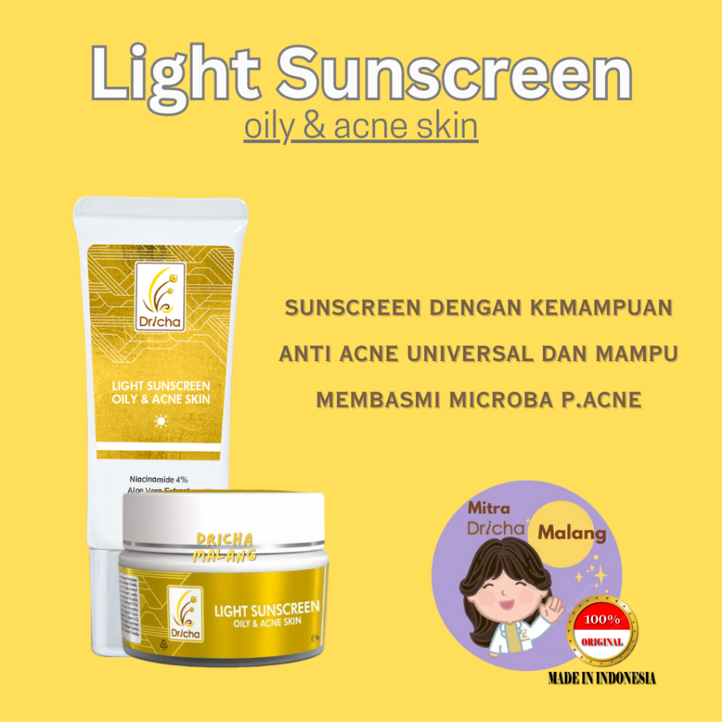 Dricha LIGHT SUNSCREEN Untuk Kulit berminyak dan Kulit berjerawat