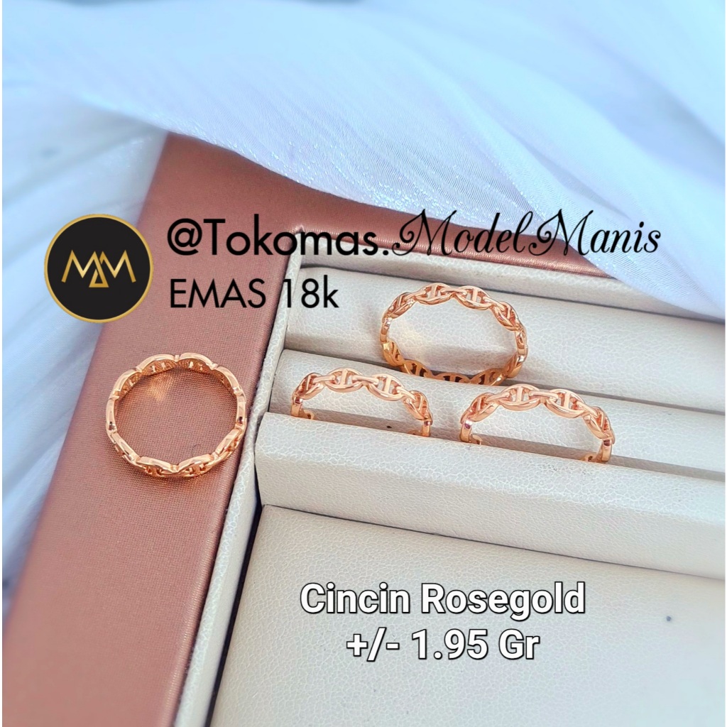 Cincin Rantai Italy Emas Putih Rosegold 750 kadar 18k