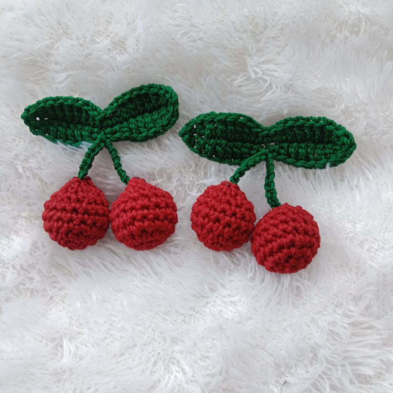 aplikasi cherry rajut 3D besar dan kecil