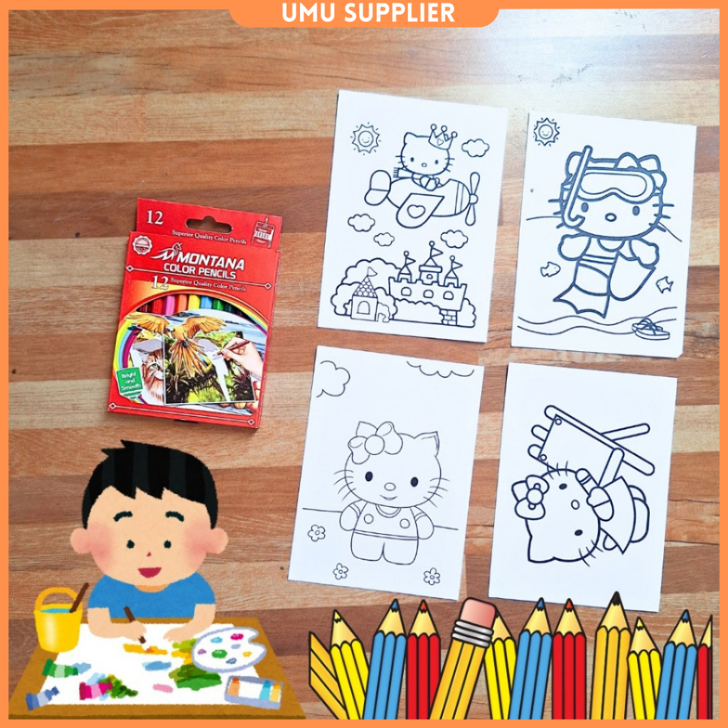 

(UMU SUPPLIER) ANEKA SET MEWARNAI LENGKAP DENGAN PENSIL MEWARNAI COLORING WHORKSEET