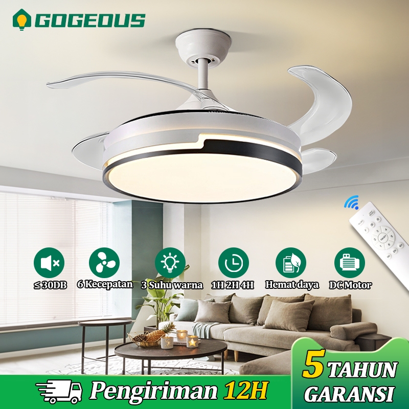 COD Lampu Kipas Angin Gantung Plafon 42 inci Bilah Kipas Yang Dapat Ditarik Hias Kipas Lampu Gantung