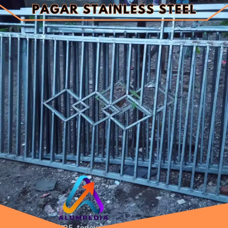 Pagar Rumah Gerbang Pintu Stainless Steel 304 Pagar Minimalis Hollow Stainless