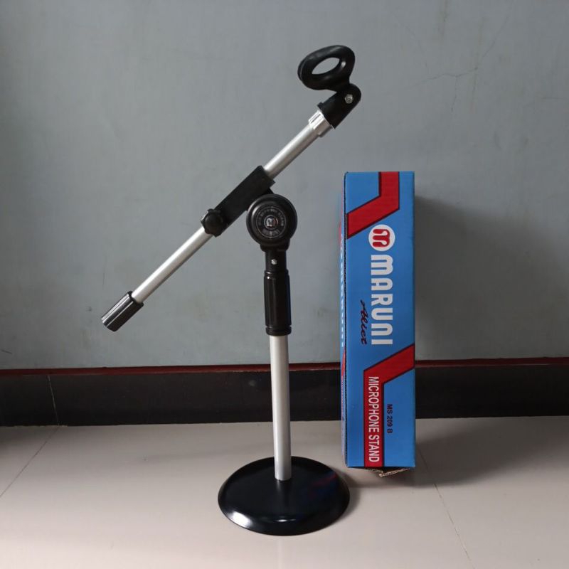 Stand Mic Pendek Kaki Besi Bulat +Holder Mic