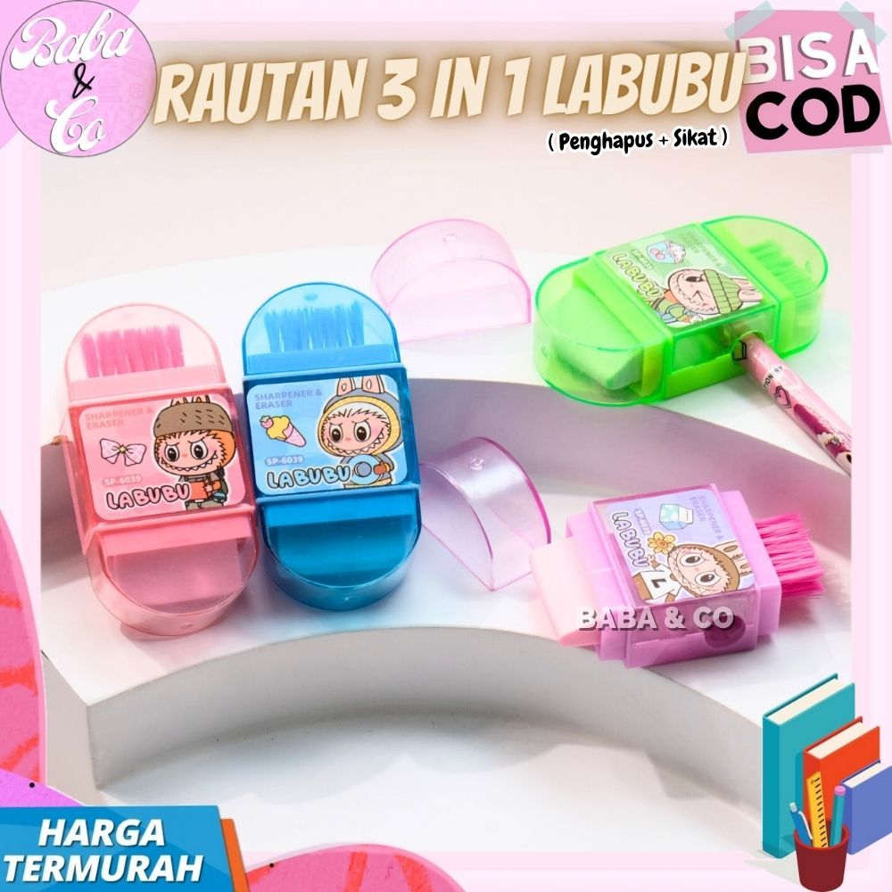 

RAUTAN 3 IN 1 LABUBU PENGHAPUS SERUTAN SIKAT PENSIL LABUBU LUCU UNIK MURAH RAUTAN 3 IN 1 LABU LABU LABUBU