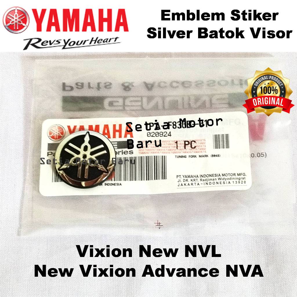 Emblem Stiker Silver Winshield Visor New Vixion NVL Advance NVA Ori Asli Yamaha