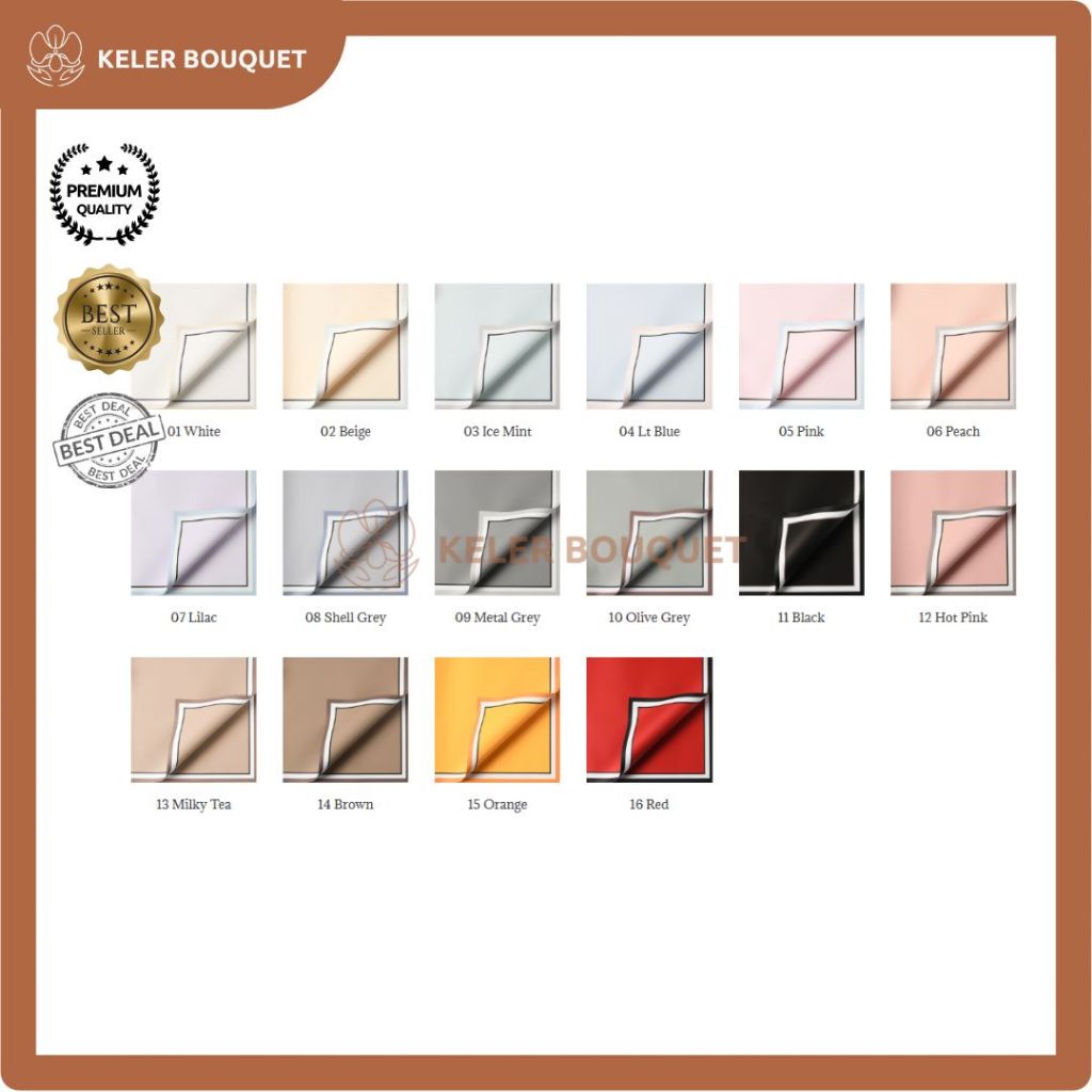 

(Isi 20 Lembar) Kertas Buket Cellophane Wrapping Paper List Bi Color Frame Florist Solid List