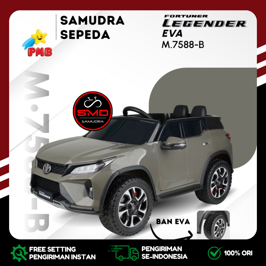 Mobil Aki Mainan Anak Cas Remote Merk PMB 7588B Fortuner Legender Ban Eva 12V // PMB 7588 Fortuner 1