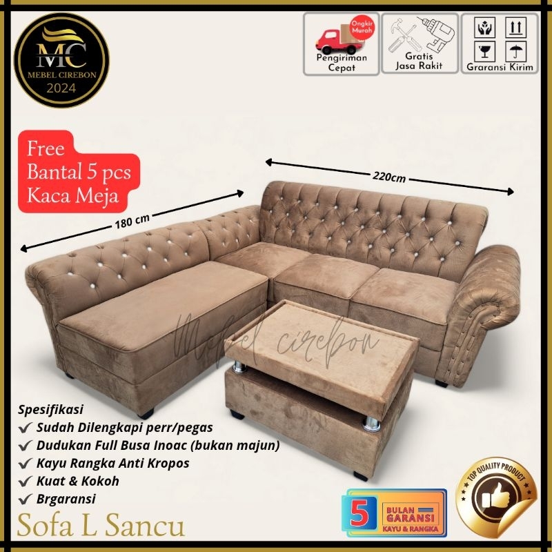 Sofa Sancu L Putus / Kursi Tamu Sudut Modern Minimalis Termurah Terlaris Brebes Tegal Pekalongan Pem