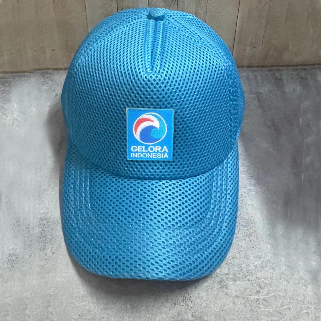 TOPI JARING MASK TEBAL WARNA BIRU LANGIT(TELOR ASIN)//TOPI JARING TEBAL GELORA INDONESIA //TOPI CUST