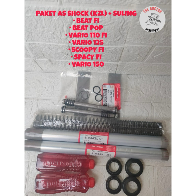 Neo Paket As Shock Depan(KZL)+ Suling Buat Motor Honda Beat Fi, Beat Pop, Vario 110, Vario 125,