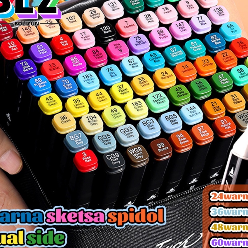 

Spesial BOLIZUN 2 in 1 Spidol dan Stabilo Touch Isi 24364868 Warna Dual Side Fine Art Brush Pen Sketsa