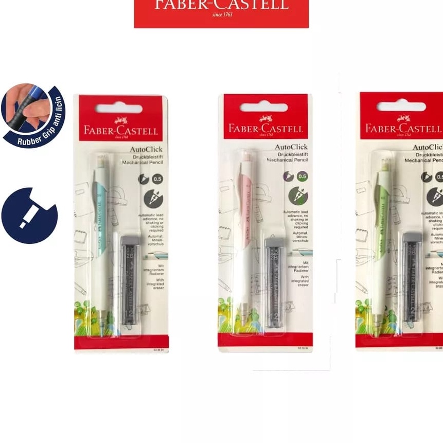 

Hot Pensil Mekanik Auto Click 5 White Blister 3 Warna Gratis 1 Tube Refill
