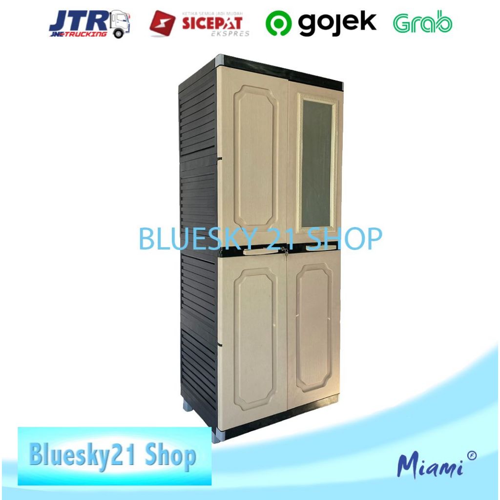 Lemari Pakaian Plastik 2 Pintu Miami 2P Biorga Full Colour & Hitam || Lemari Pakaian Minimalis Elega