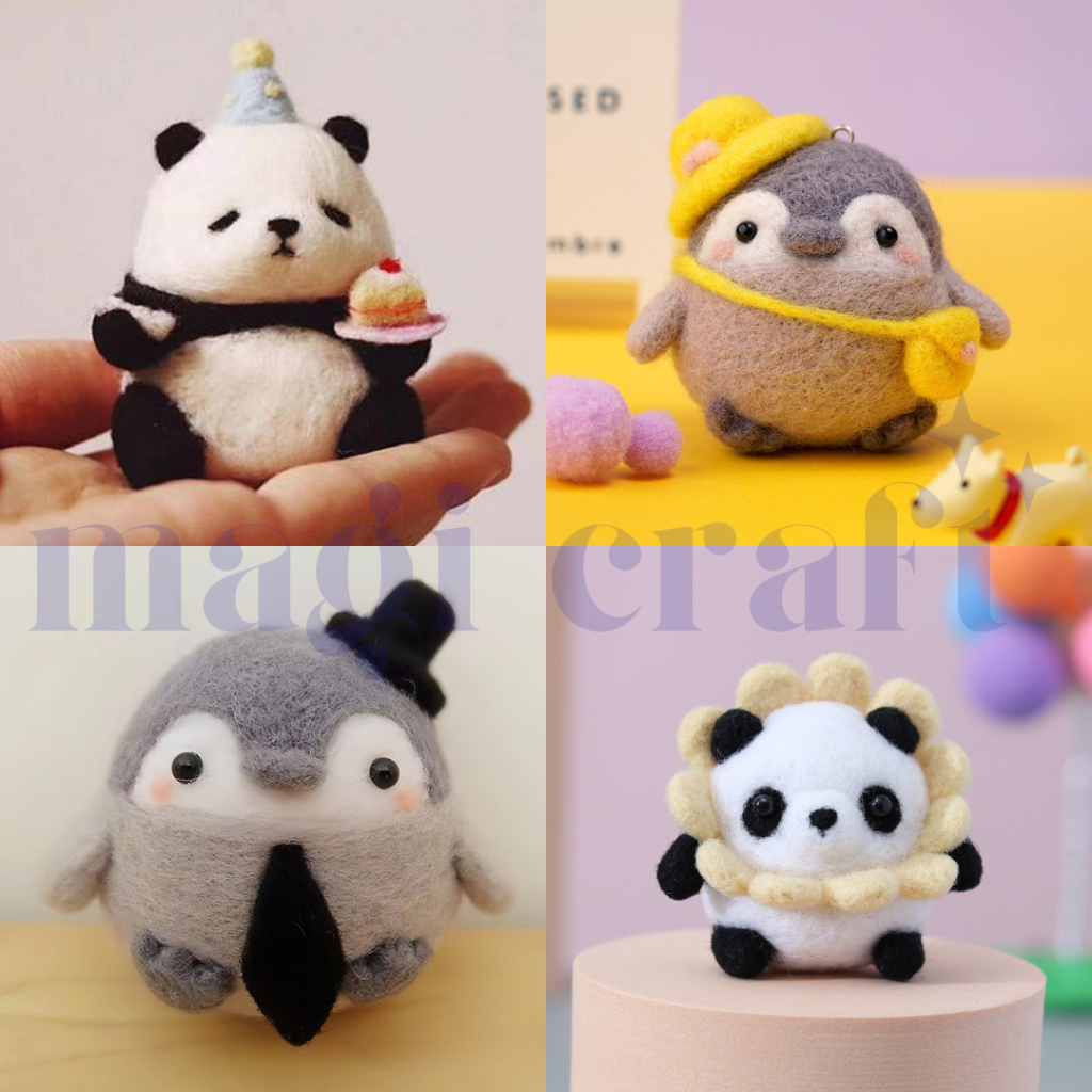 DIY Needle Wool Paket Kerajinan Felting Wol DIY - Set Lengkap untuk Membuat Boneka Hewan Lucu Felt C