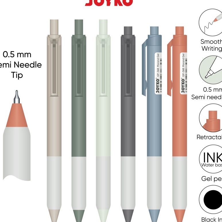 

Flash Sale Gel Pen Joyko GP368 Morand Gel 5 mm Pulpen Pena 6 PCS
