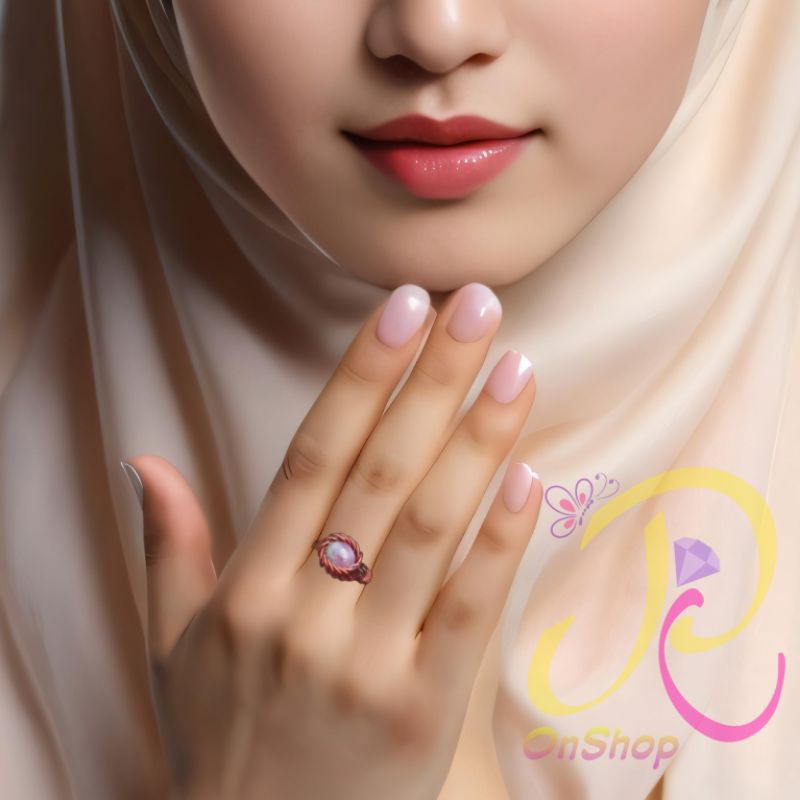 Cincin Mangkok Tembaga Handmade Batu Pink Watermelon Tourmaline