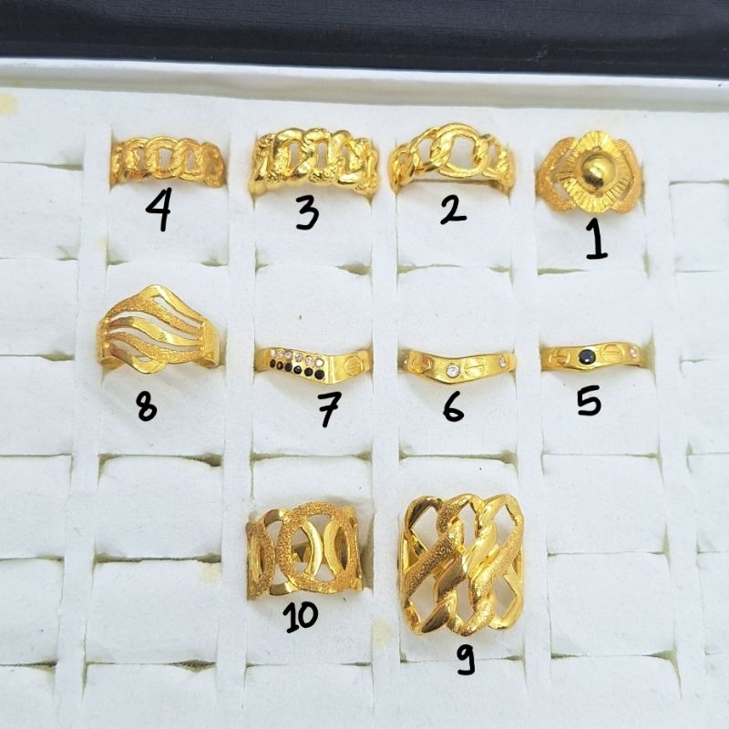 cincin suasa/swasa lapisan emas 24k permata tembakan berlian warna gold awet pemakaian harian.