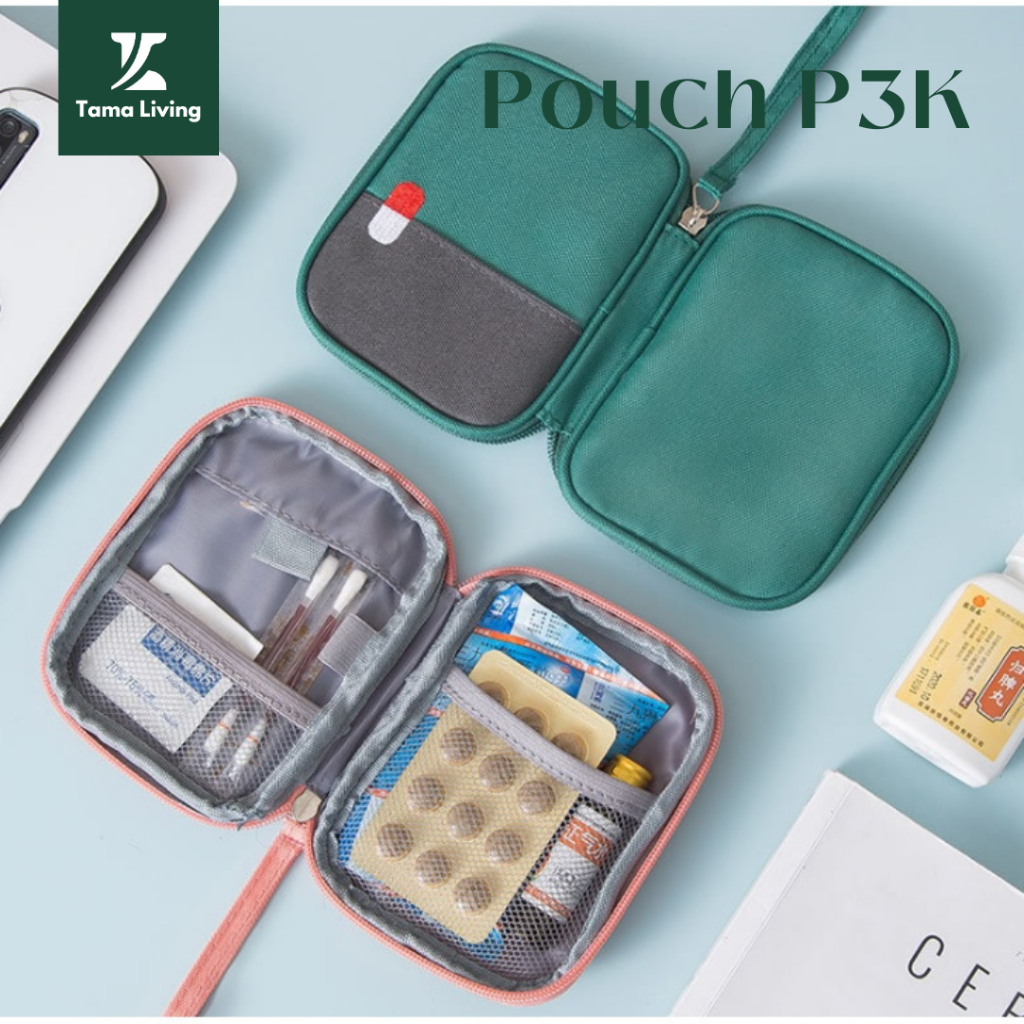 TAMA LIVING Kotak Obat P3K Mini Pouch Korea Tempat Obat Travel Travel Medicine Pouch Bag Organizer