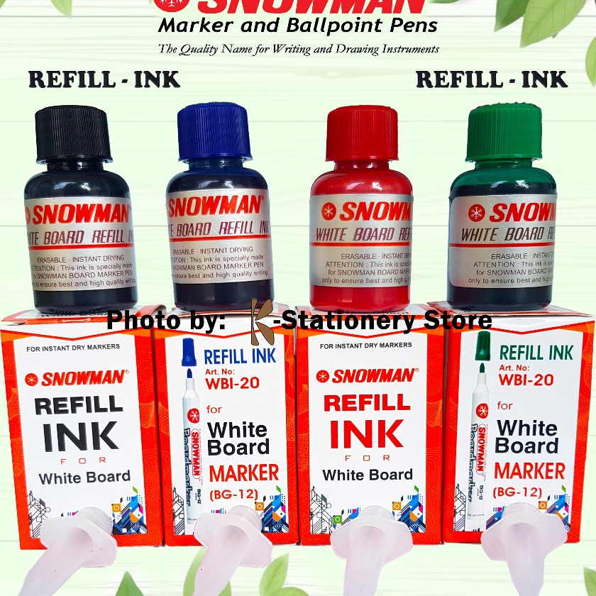 

KF7 Non Permanent Tinta Isi Ulang Spidol Papan Tulis Whiteboard Snowman WBI2 Orinal Refill Ink