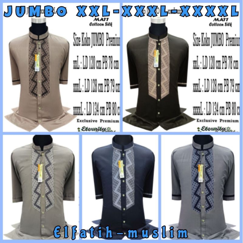 Baju Koko Dewasa Lengan Pendek JUMBO Koko bordir Premium Koko Eternity Moslem