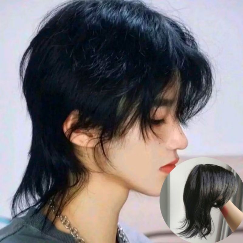 WIG RAMBUT PALSU PRIA MULLET PANJANG