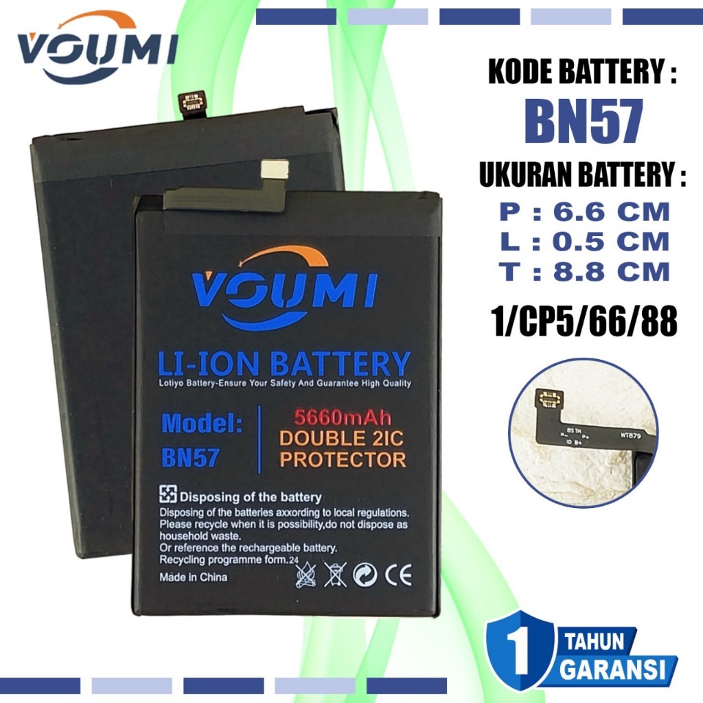 VOUMI Baterai BN-57 BN57 Battery Double IC Power high Capacity Compatible Hp Xiaomi Poco X3 Pro / Po