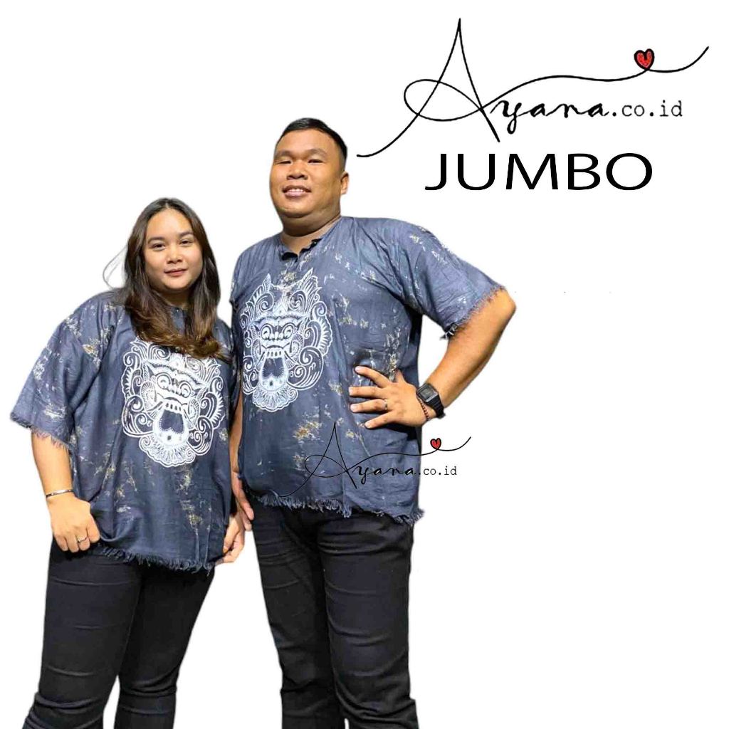 Baju barong bali jumbo hitam - pria wanita - kaos jumbo bali - katun