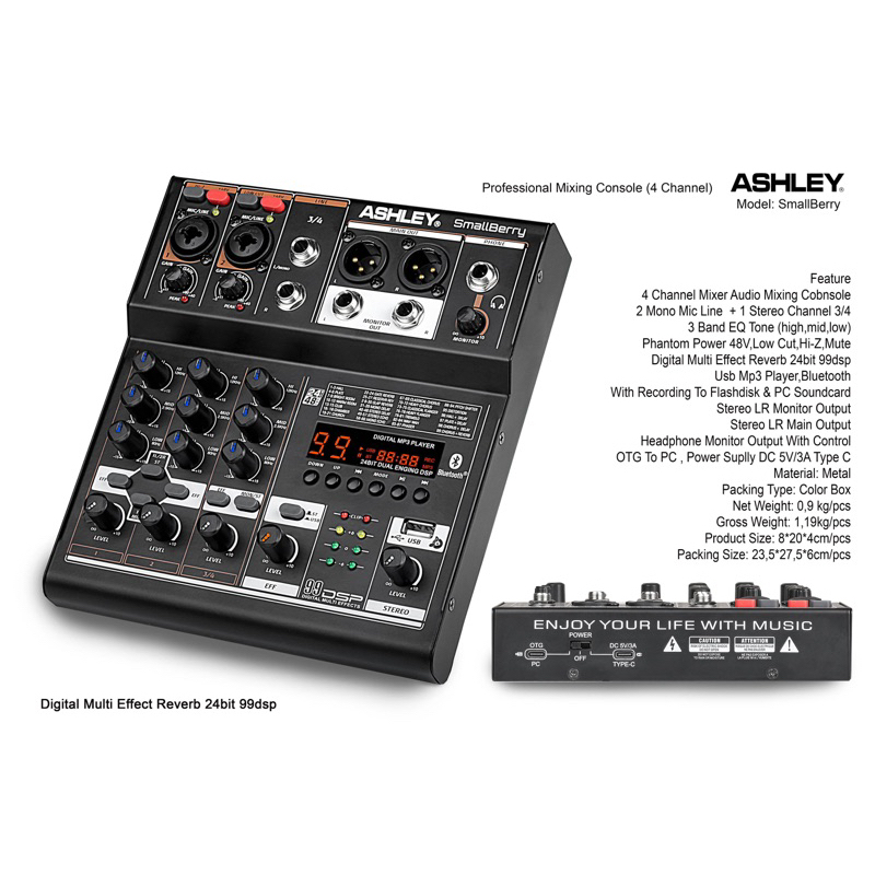 mixer ashley small berry original 4 channel bluetooth MIXER MINI ASHLEY