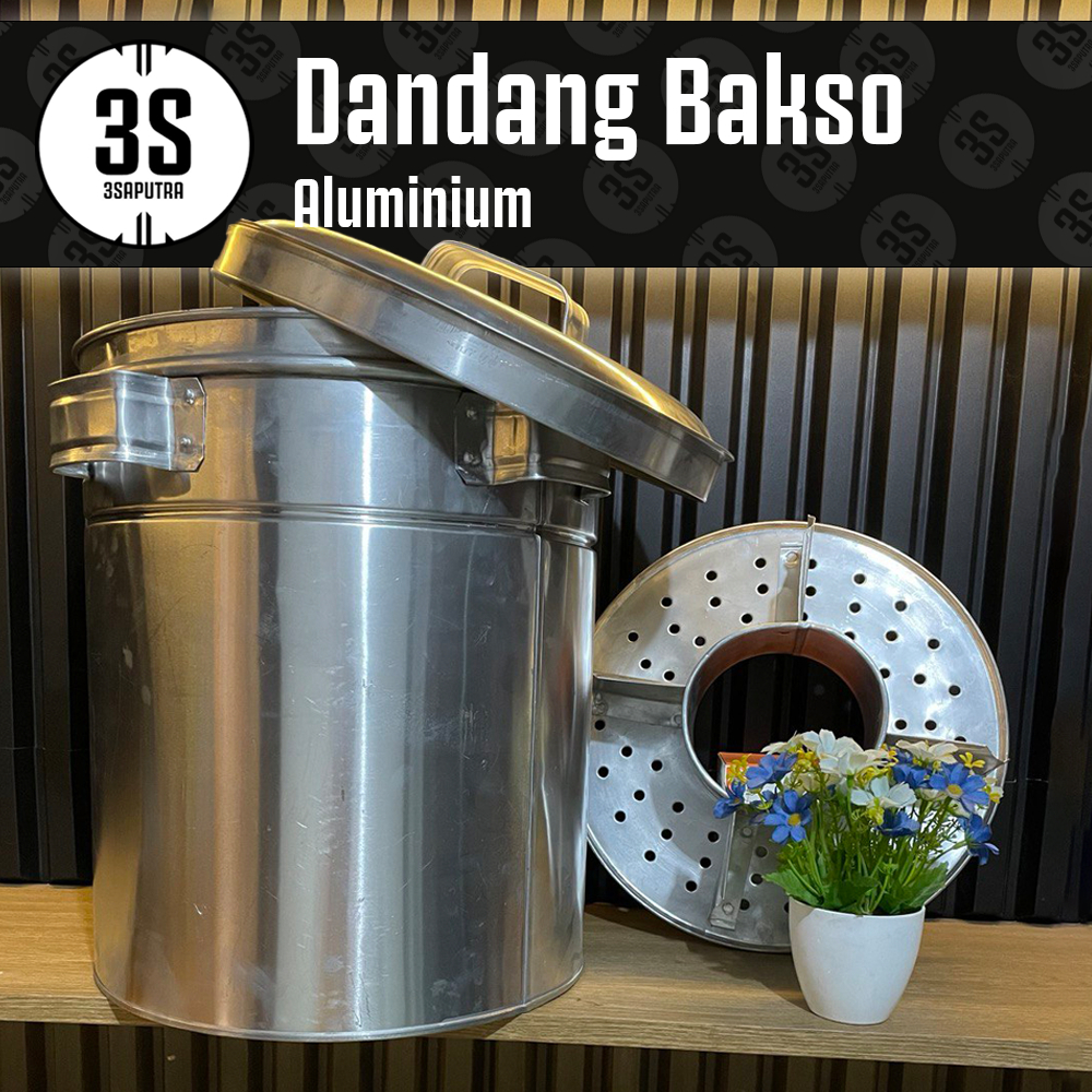 DANDANG BAKSO 34 CM AIR 12 LITER 4 SEKAT PANCI ALUMINIUM TUTUP BIASA