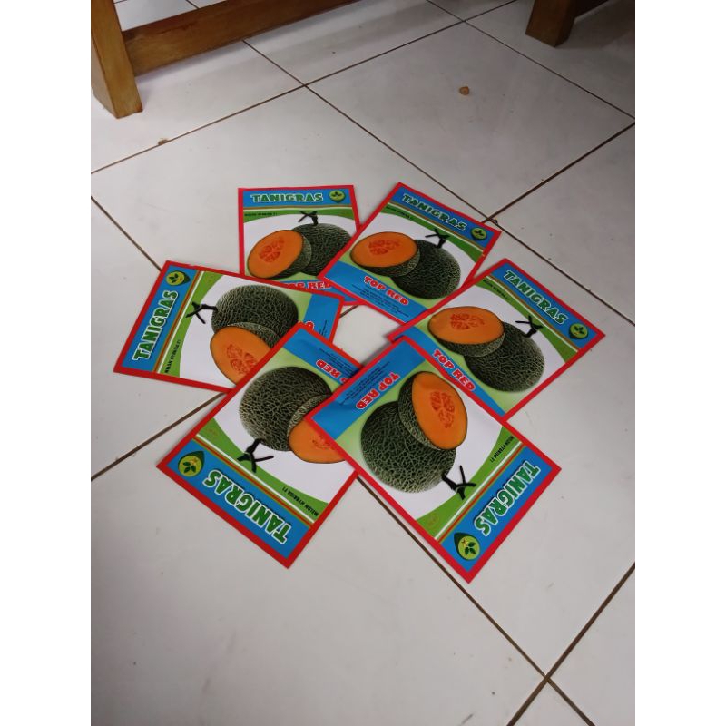 Benih Bibit Melon Top Red F1 (Daging Merah ke orenge, Net kulit tebal dan Tahan Virus) isi 500 Butir
