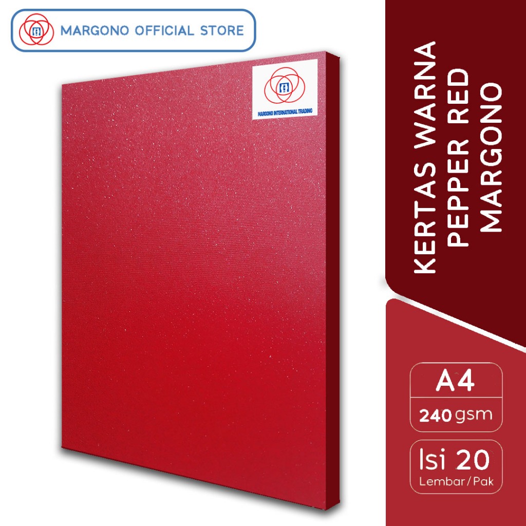 

Margono Kertas Warna A4 Pepper China Red Merah Glitter 240 gsm - 20 Lembar