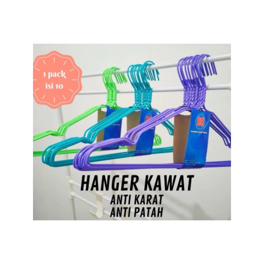 Hanger Kawat Warna Gantungan Baju Kawat Anti Slip dan anti karat Hanger Dewasa