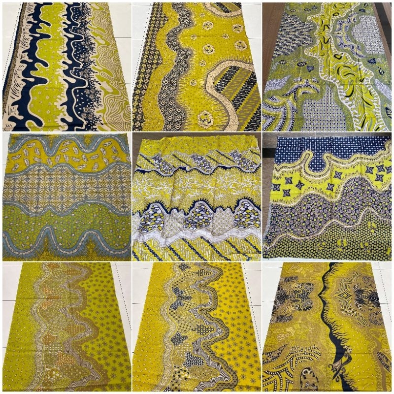 Kain Batik Murah / Kain batik warna kuning lemon / Kain batik Katun hijau lime