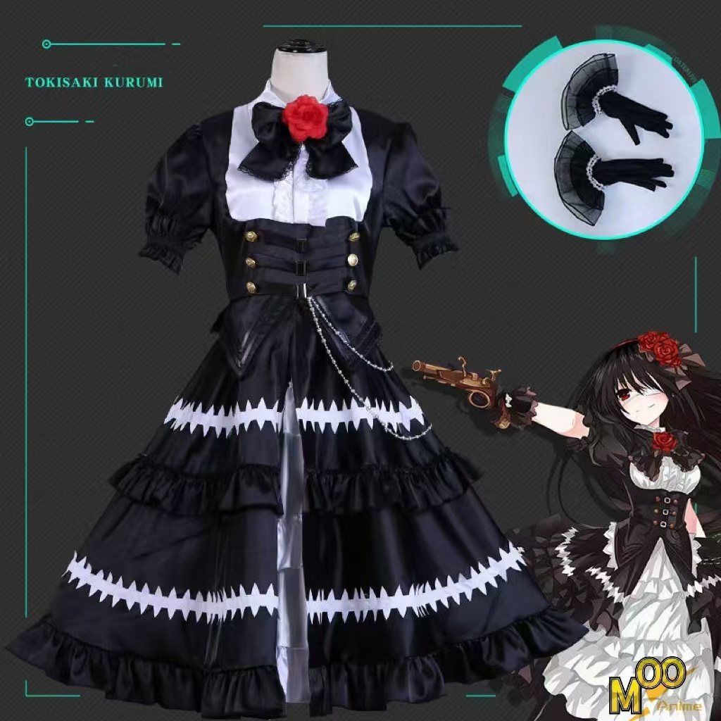 DATE A LIVE cosplay costume Nightmare Tokisaki Kurumi cosplay costume and wig Tokisaki Kurumi Black 