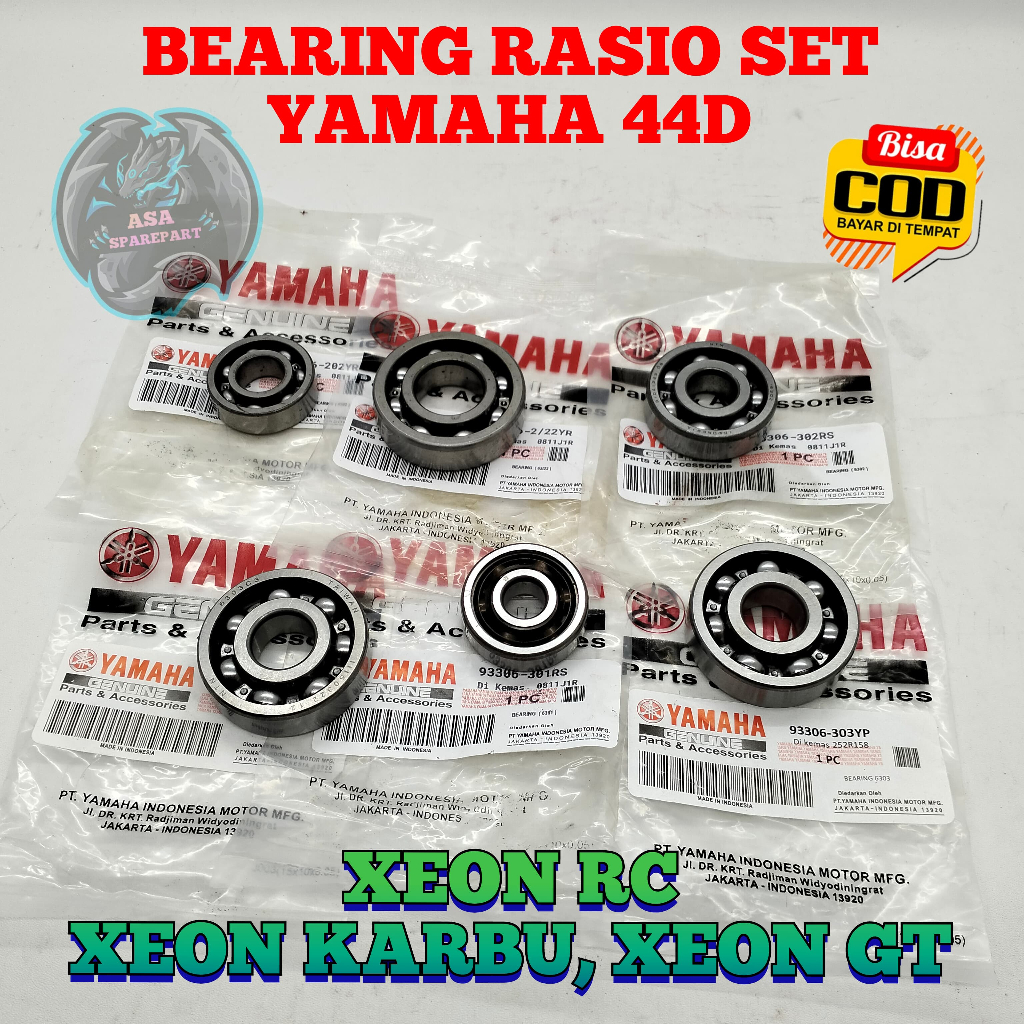 BEARING RASIO SET 44D ASLI ORIGINAL motor YAMAHA XEON RC , XEON KARBU , XEON GT 125 bering laher lak