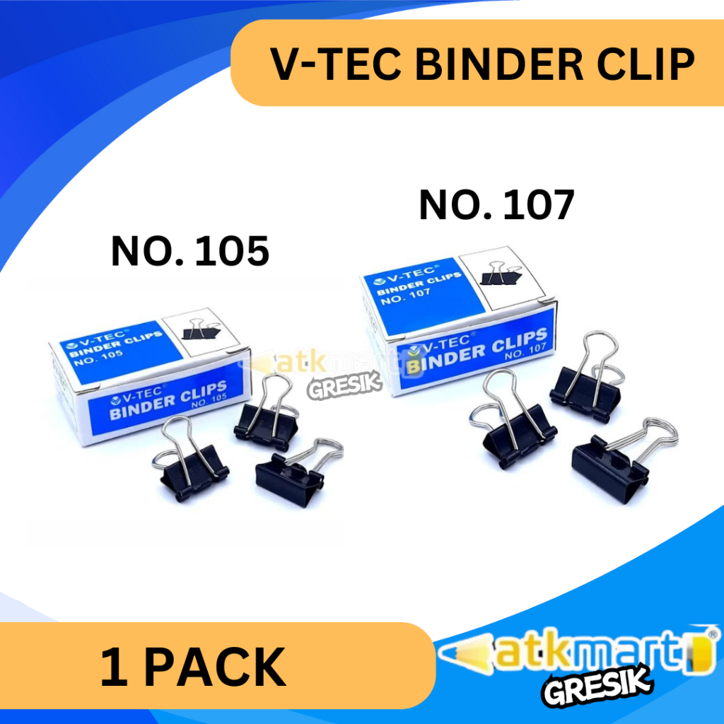 

(TERMURAH) V TEC BINDER CLIP KLIP PENJEPIT KERTAS NO. 105 / 107 12 PCS