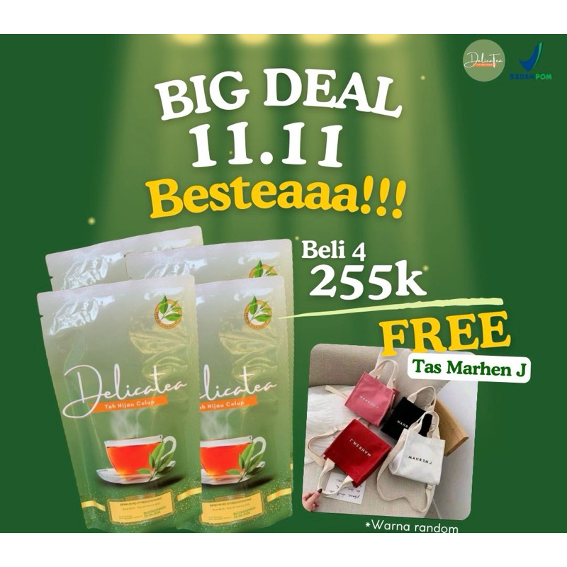 

PROMO NOVEMBER “3” DelicaTea Detox Slimming Tea Harga 255K dapat 4Pouch Free Tas MarhenJ ✨