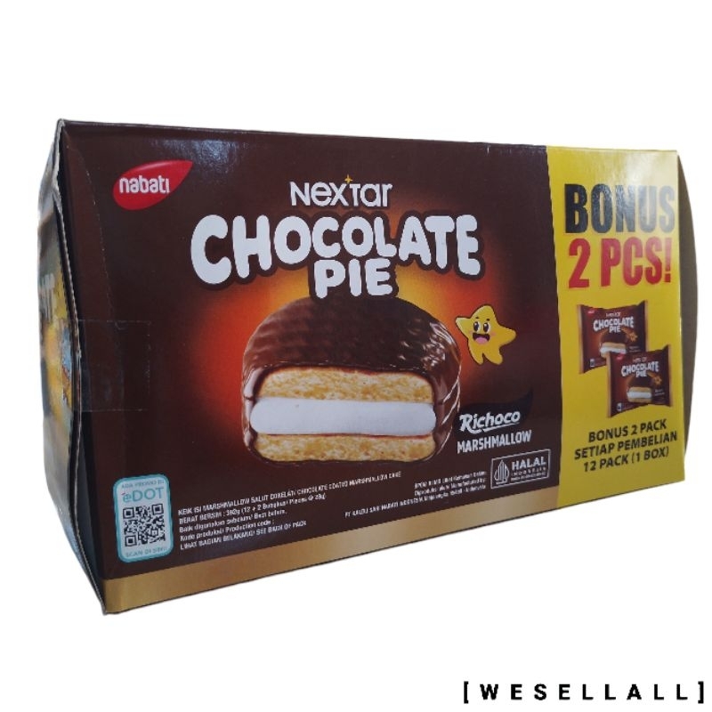 

Nabati Nextar Chocolate Pie 392 gr (12+2 Bungkus @ 28 gr) Total 14 Bungkus | 0071ECE