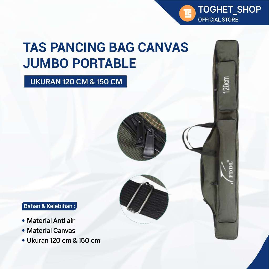 Tas Pancing 120cm dan 150cm Anti Air Jumbo Tas Joran Portable Fishing Bag Canvas Tebal dan Bervarias