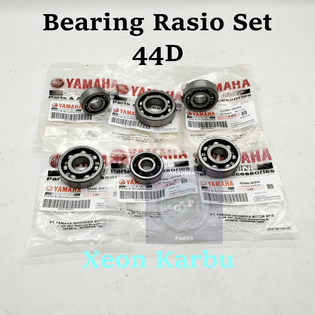 Paket Bearing Rasio Set 44D Yamaha XEON KARBU Kualitas Ori Presisi Awet laher lahar as Pully Roda