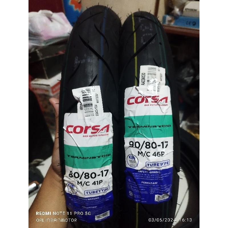 BAN LENGKAP DONAT CORSA TERMINATOR SATRIA FU/BAN SET CORSA TERMINATOR CB TUWO/BAN LENGKAP DEPAN BELA