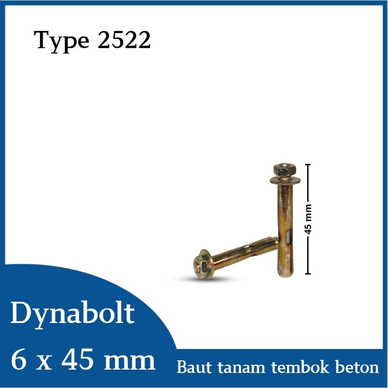 Dynabolt 6 Panjang 45 mm Baut 8 | Dinabolt baut tanam dinding tembok