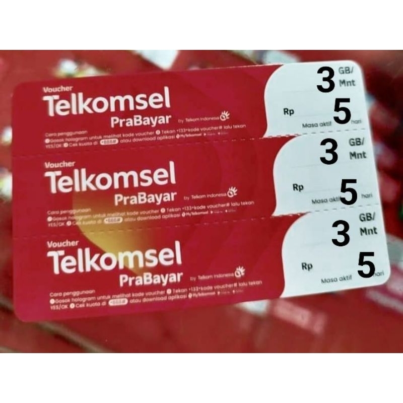 Voucher Telkomsel 3GB/5Hari Sumbagsel (isi 10 Pcs)